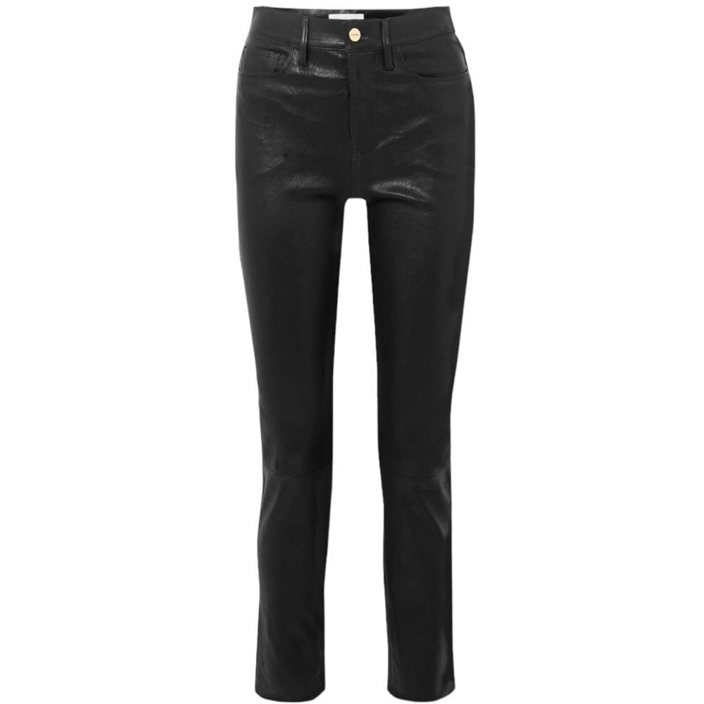 FRAME Le Sylvie High-Rise Lambskin Leather Pants - Picture 14 of 14